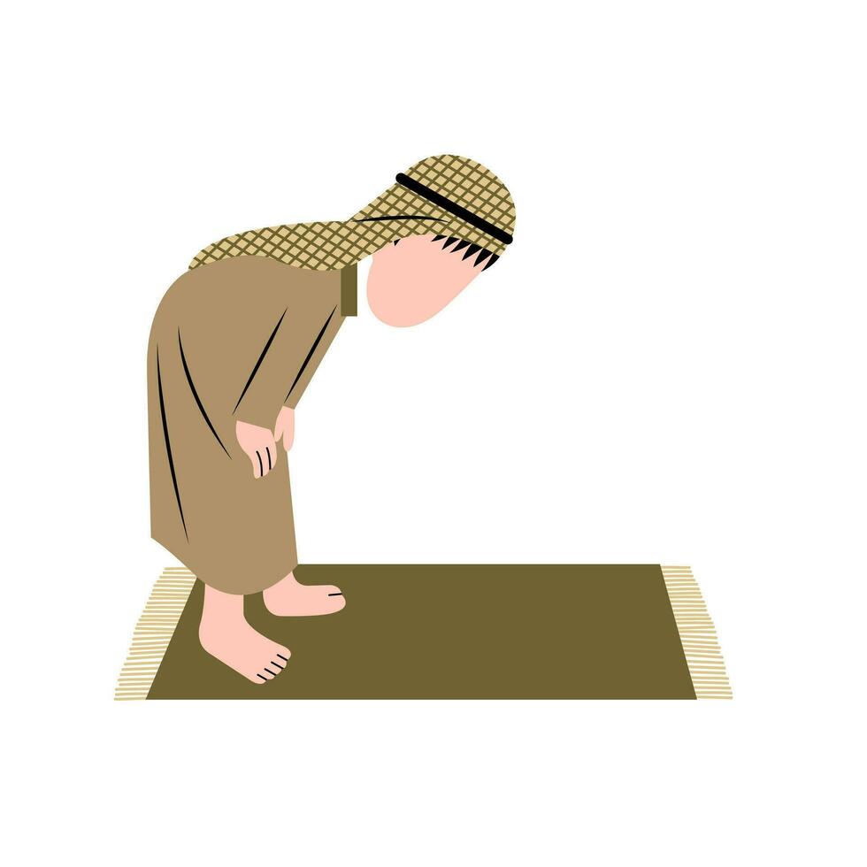 musulmán chico oración movimiento ilustración vector