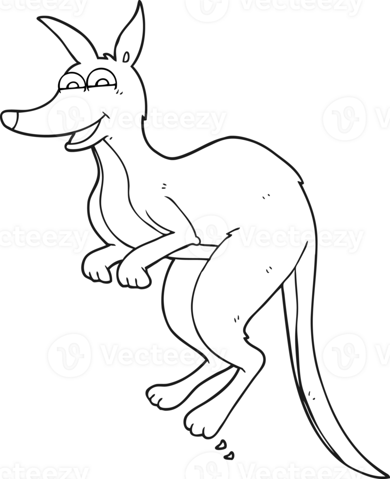 black and white cartoon kangaroo png
