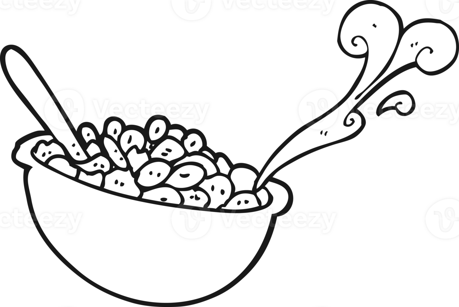 black and white cartoon bowl of cereal png