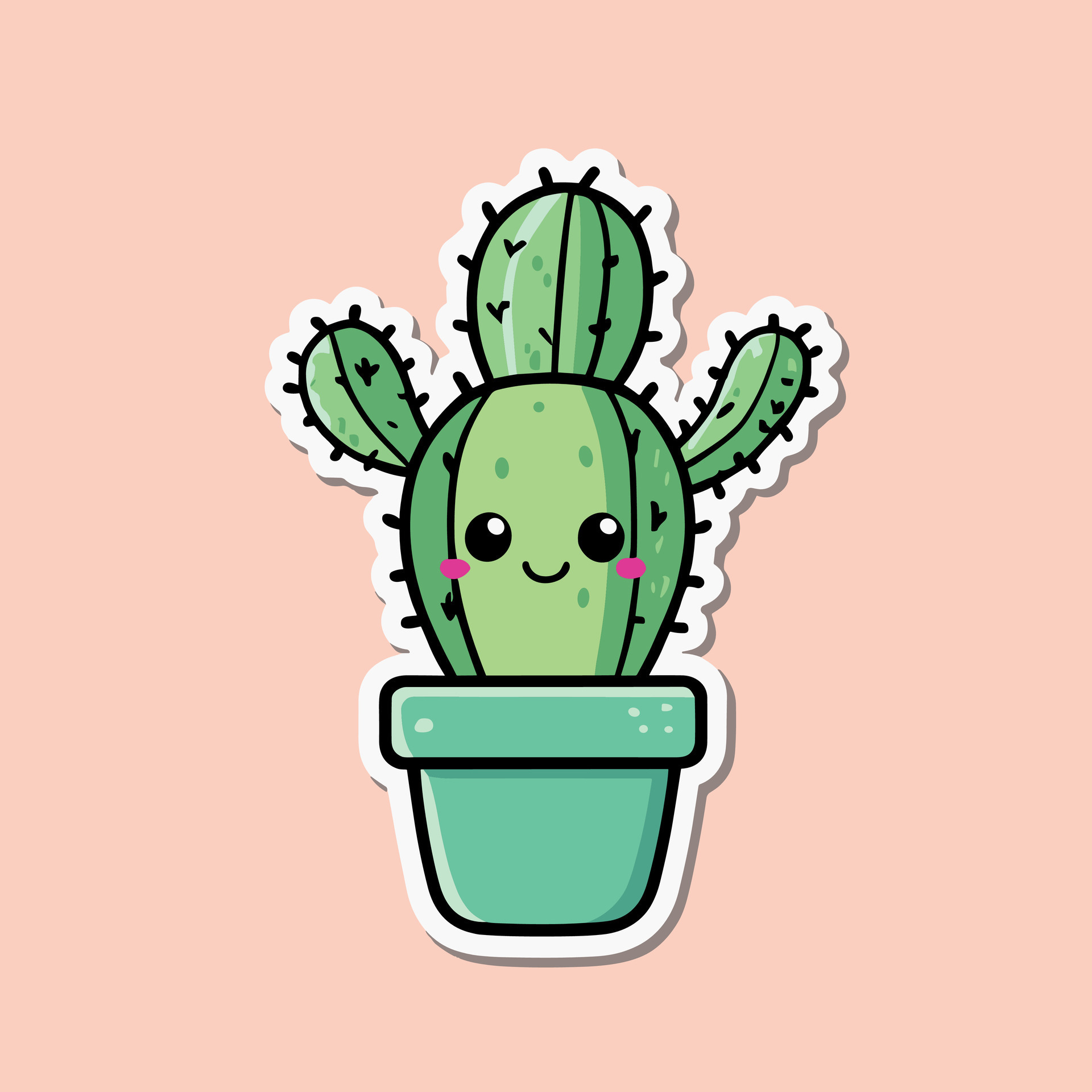 Cute kawaii cactus cartoon illustration 36458765 Vector Art at Vecteezy