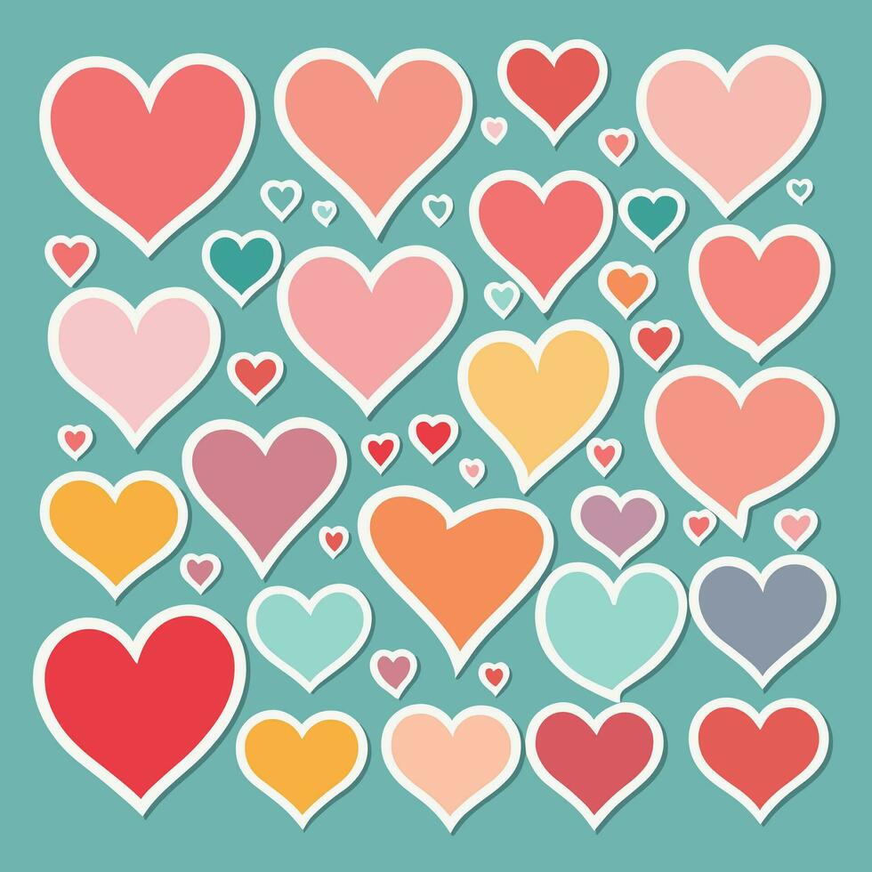 a collection of hearts on isolated background vector