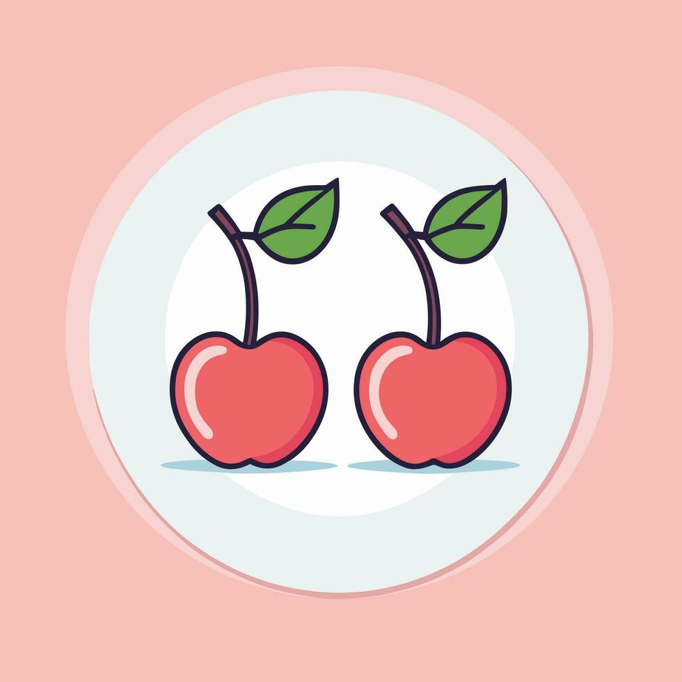 Cherry cartoon flat vector illustration