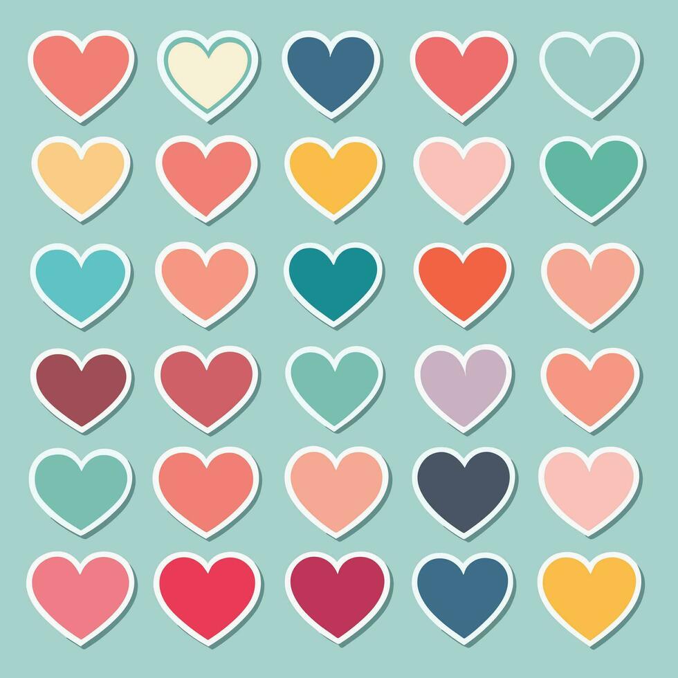 a collection of hearts on isolated background vector