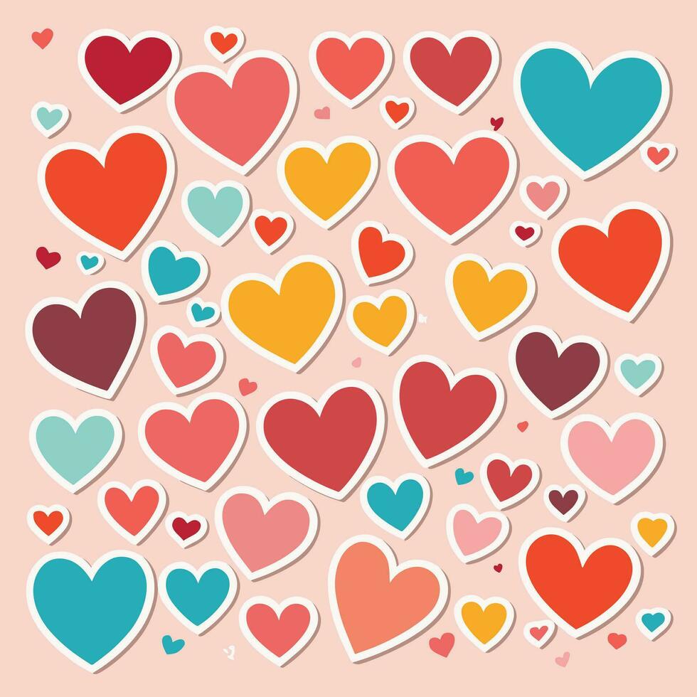 a collection of hearts on isolated background vector