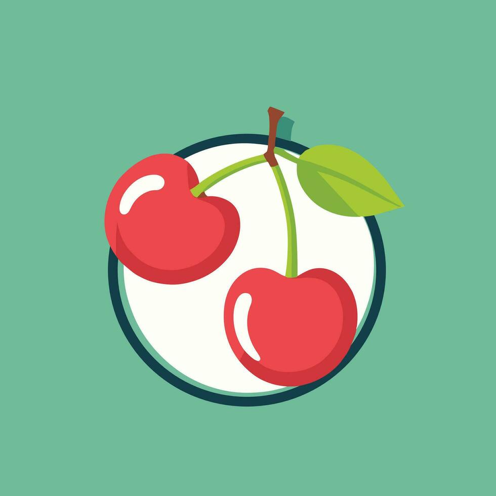 Cherry cartoon flat vector illustration