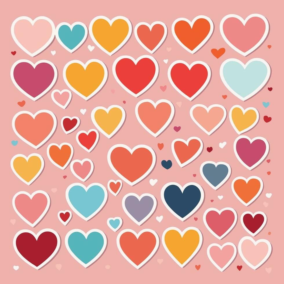 a collection of hearts on isolated background vector