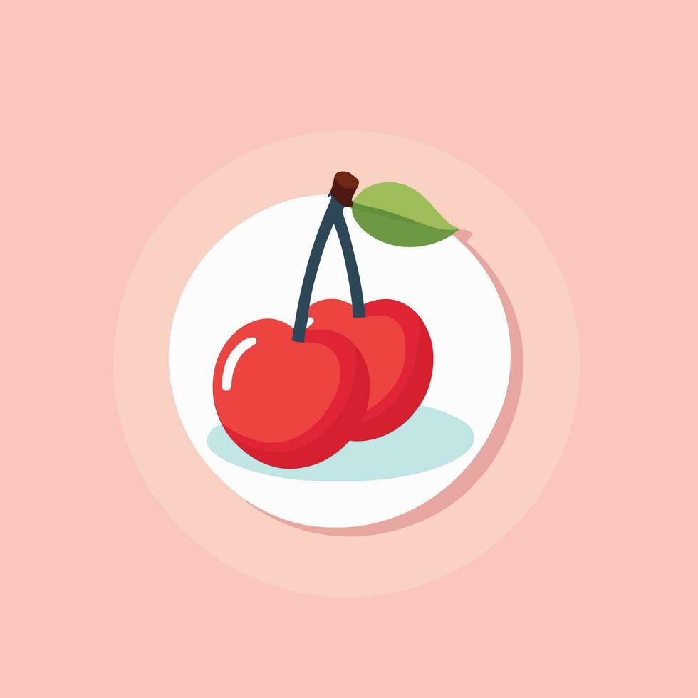 Cherry cartoon flat vector illustration