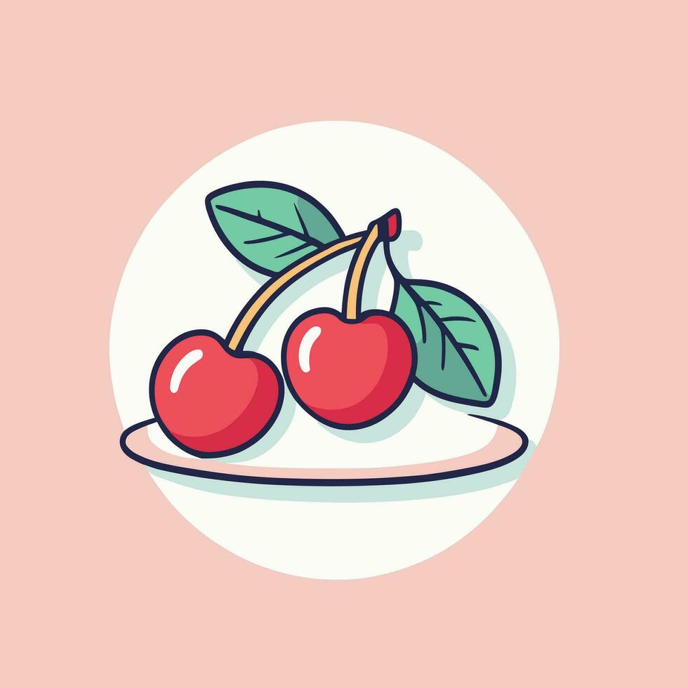 Cherry cartoon flat vector illustration