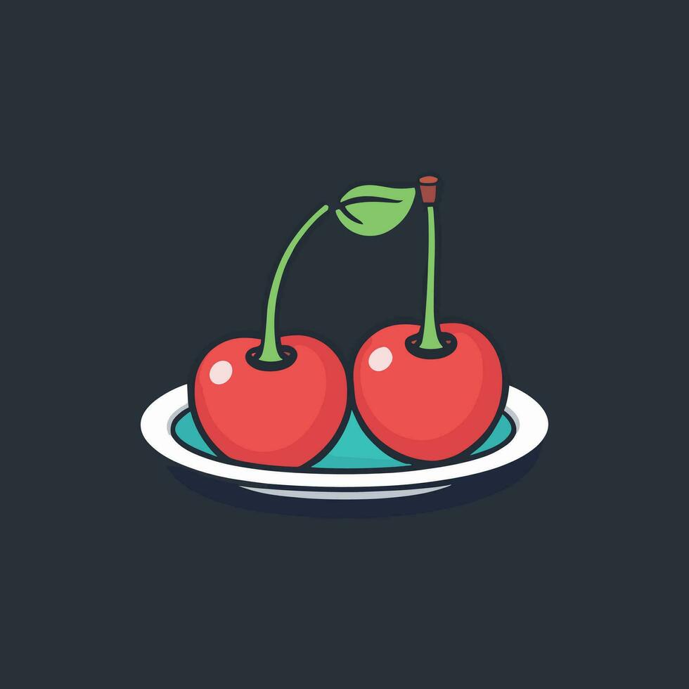 Cherry cartoon flat vector illustration