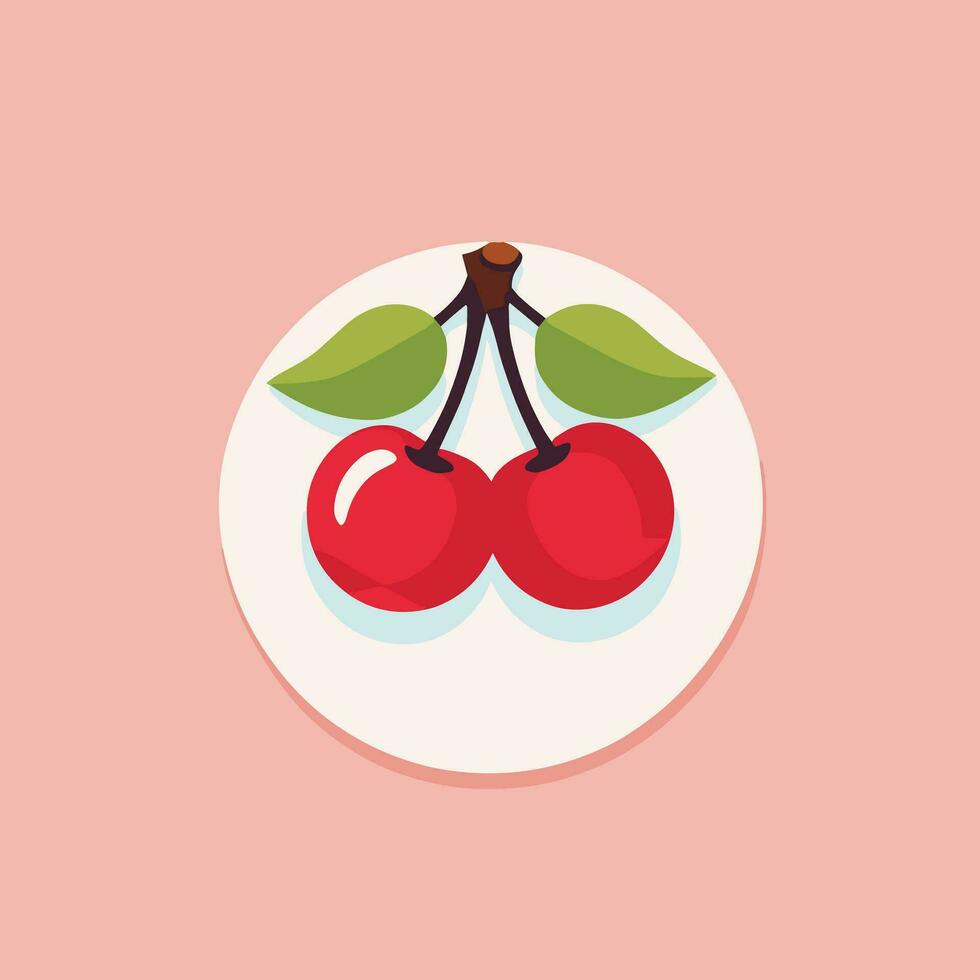 Cherry cartoon flat vector illustration