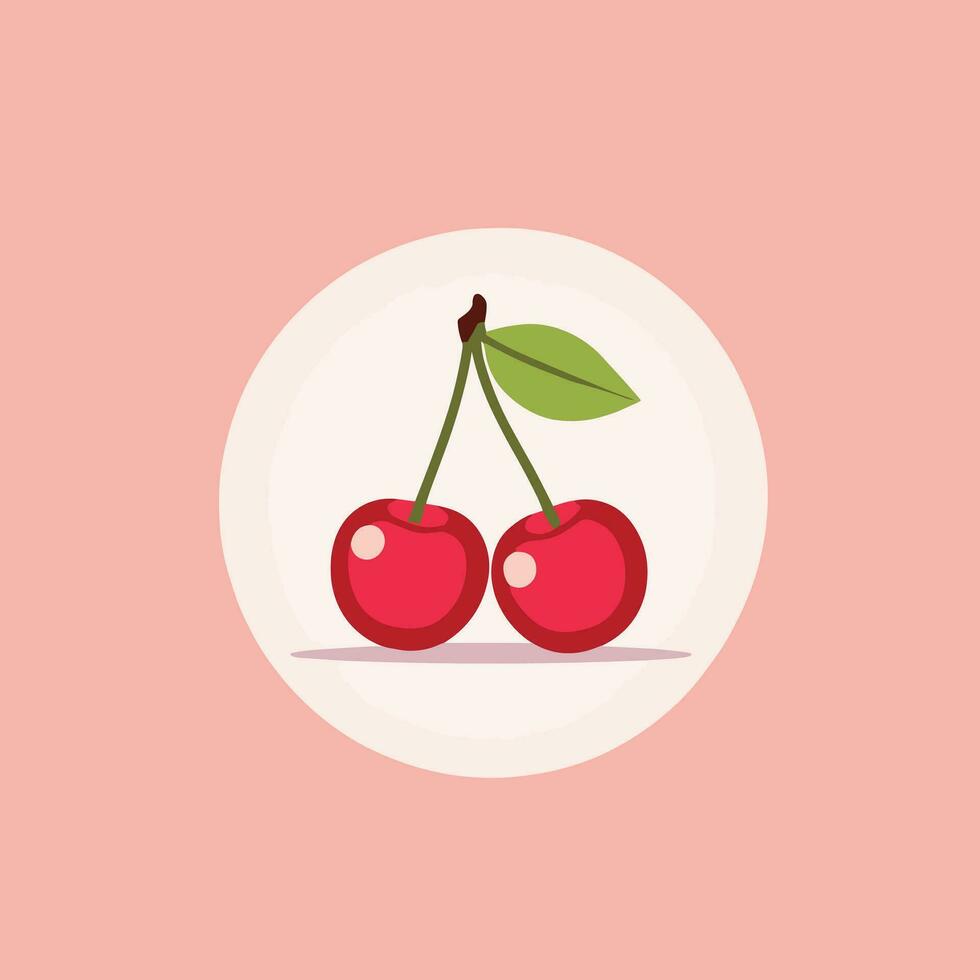 Cherry cartoon flat vector illustration