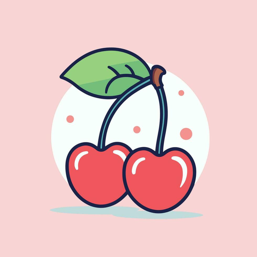 Cherry cartoon flat vector illustration