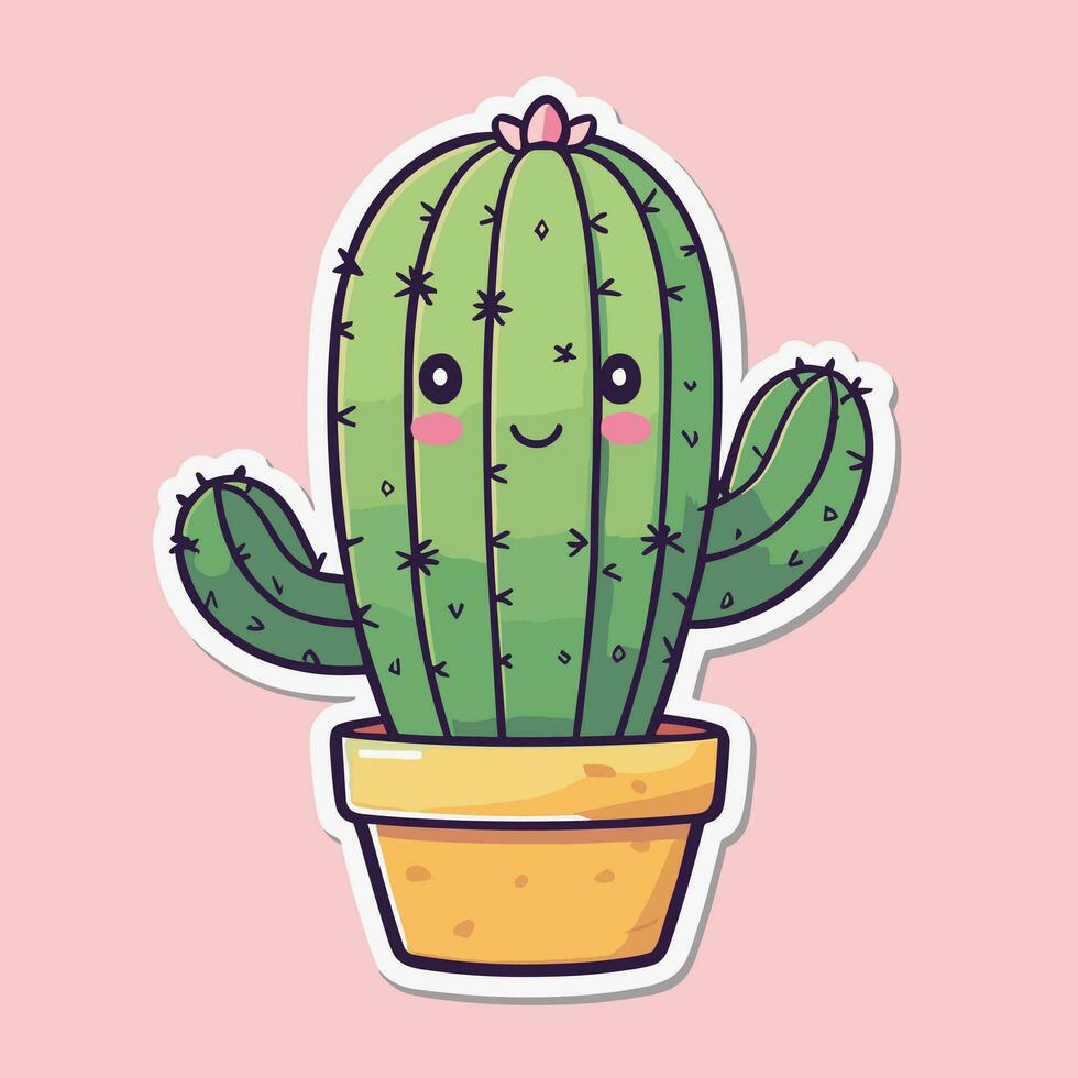 Cute kawaii cactus cartoon illustration 36458845 Vector Art at Vecteezy