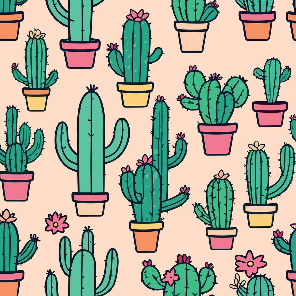 Cute kawaii cactus cartoon illustration vector