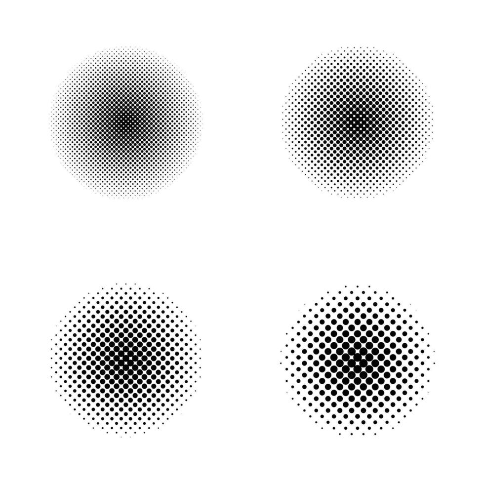 Black circle halftone spots vector illustration.