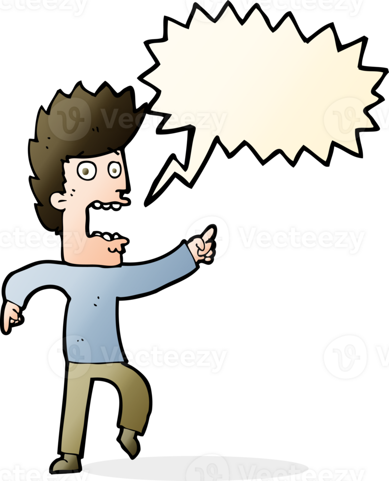 cartoon terrified man with speech bubble png