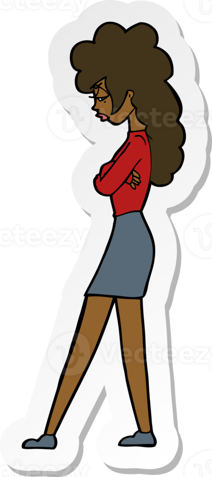 sticker of a cartoon annoyed woman png