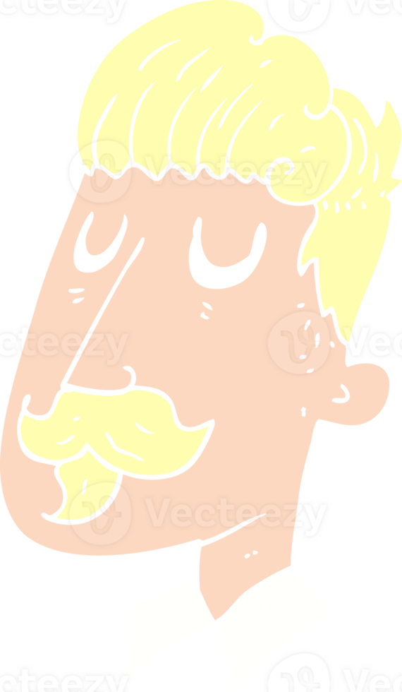 flat color illustration of a cartoon man with mustache png