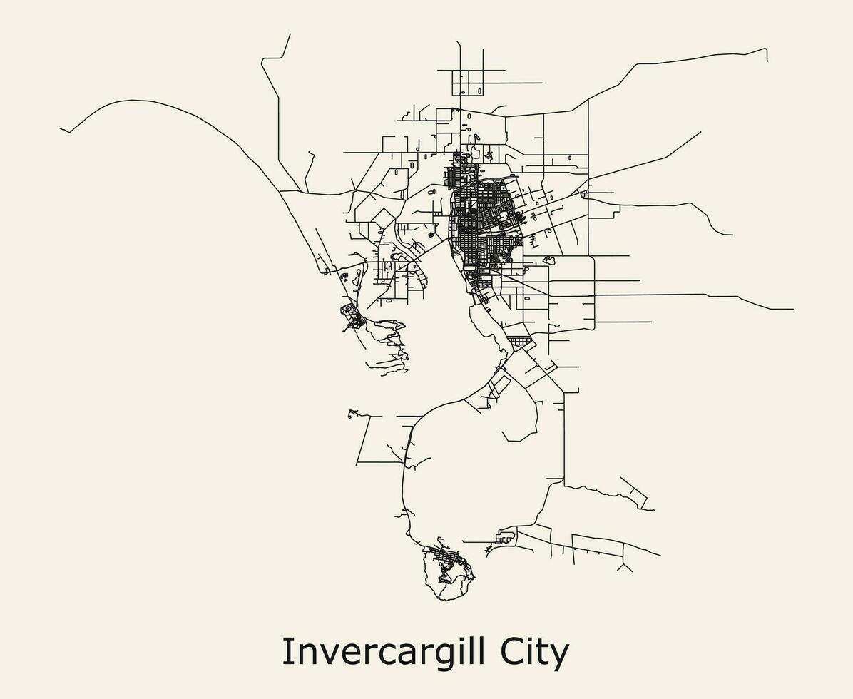 vector ciudad la carretera mapa de invercargill ciudad, nuevo Zelanda