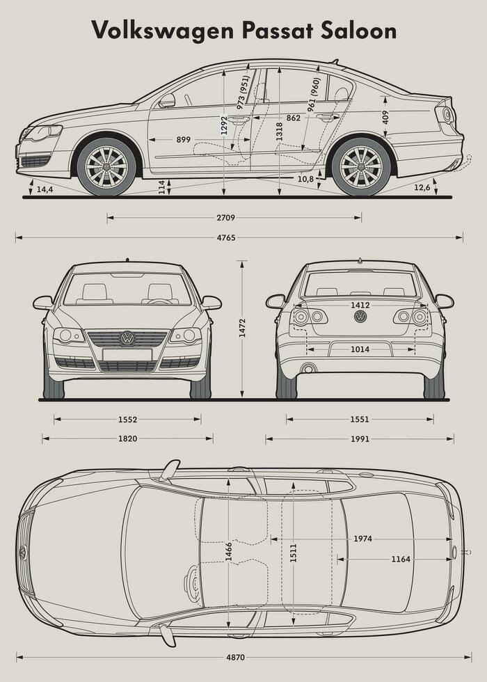 2010 VW Passat Saloon blueprint vector