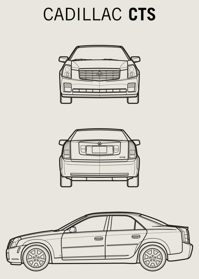 2006 Cadillac CTS car blueprint vector