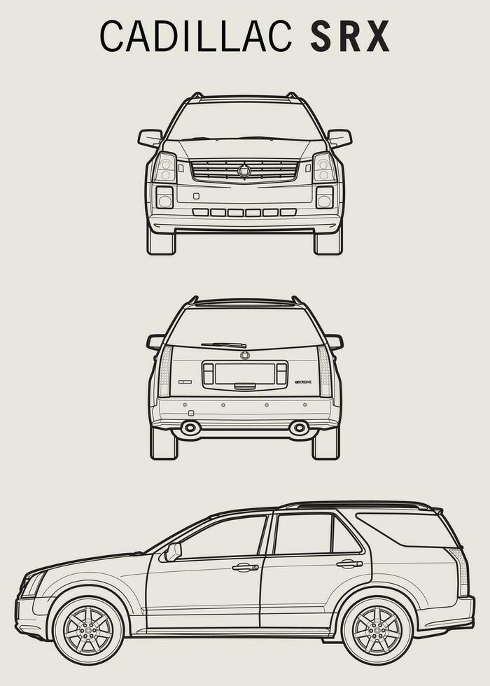 2006 Cadillac SRX car blueprint vector