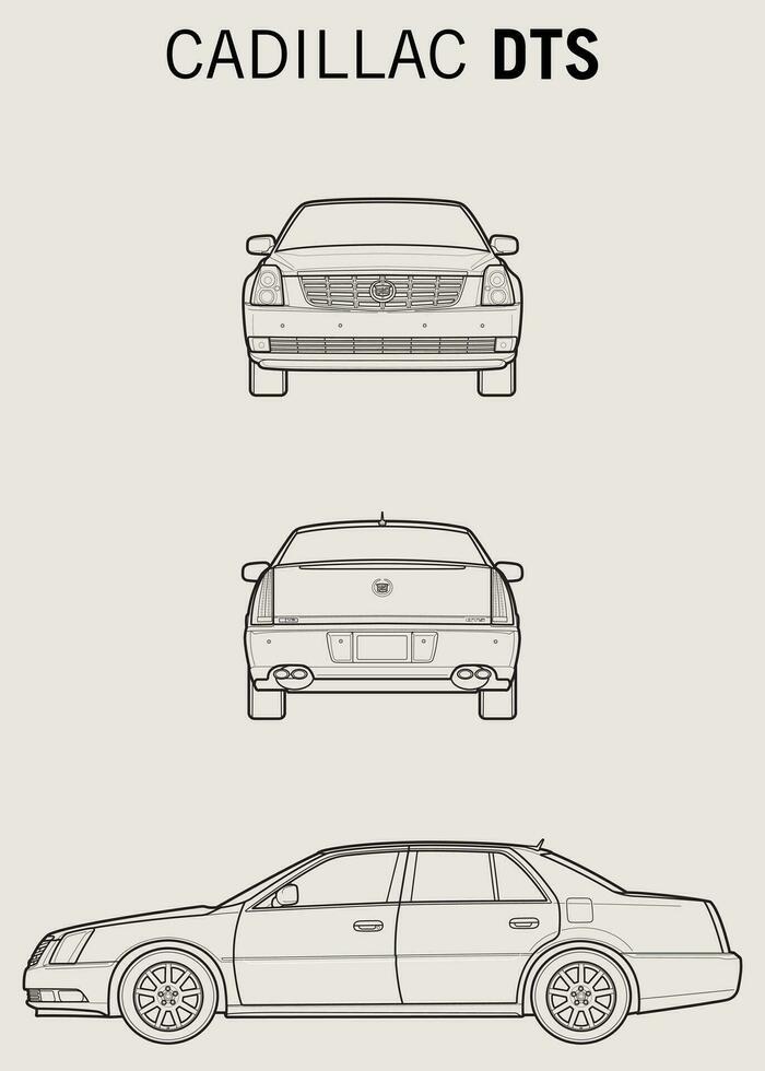 2006 Cadillac DTS car blueprint vector