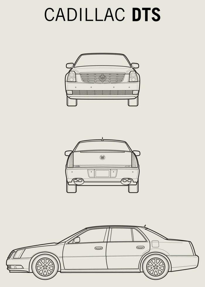 2006 cadillac dts coche Plano vector