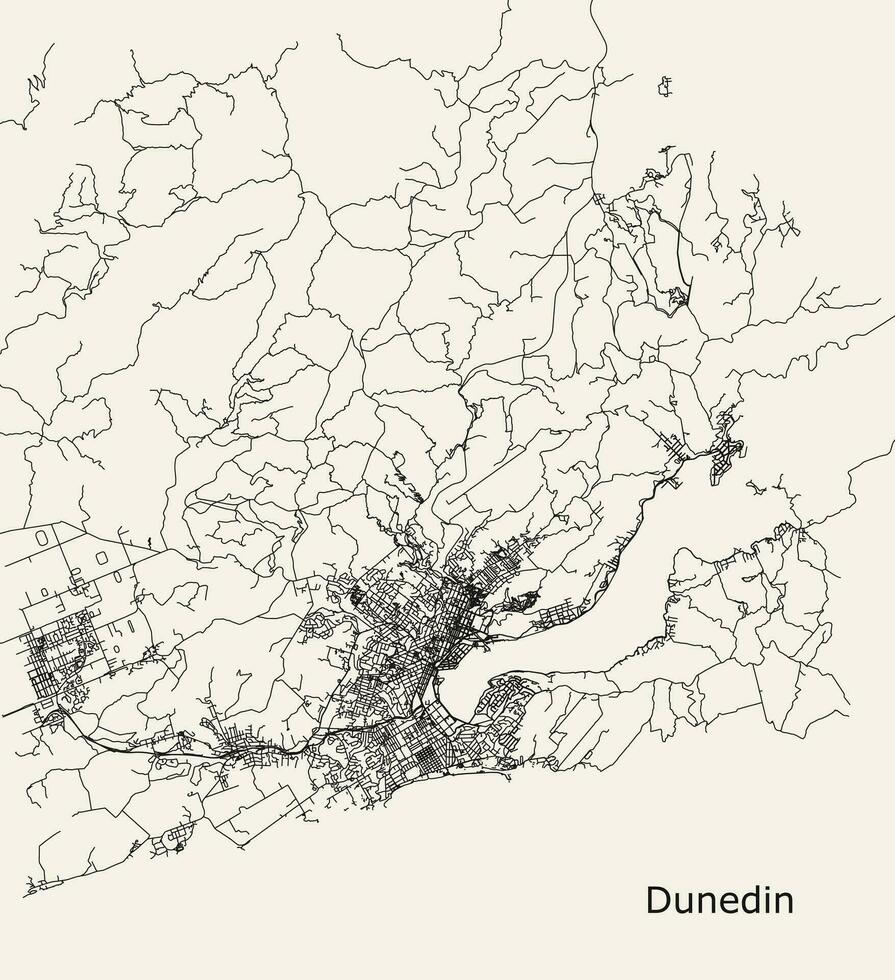 vector ciudad la carretera mapa de Dunedin, nuevo Zelanda