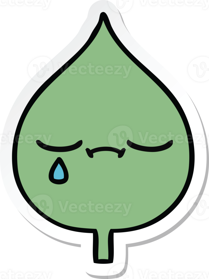 sticker of a cute cartoon expressional leaf png