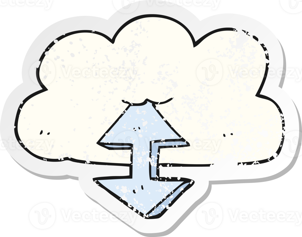 retro distressed sticker of a cartoon digital cloud png