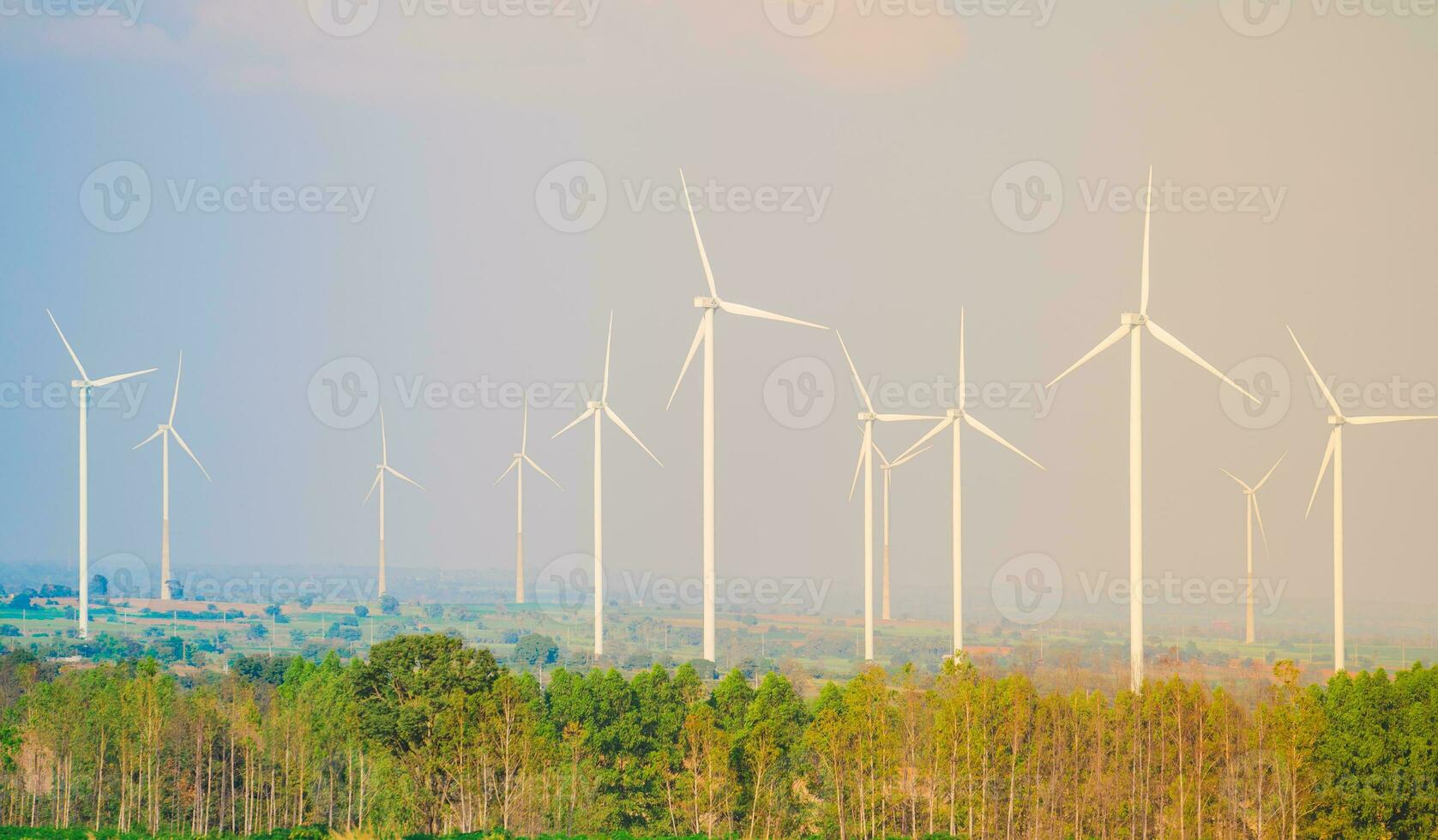 Windmills for electric power production. photo
