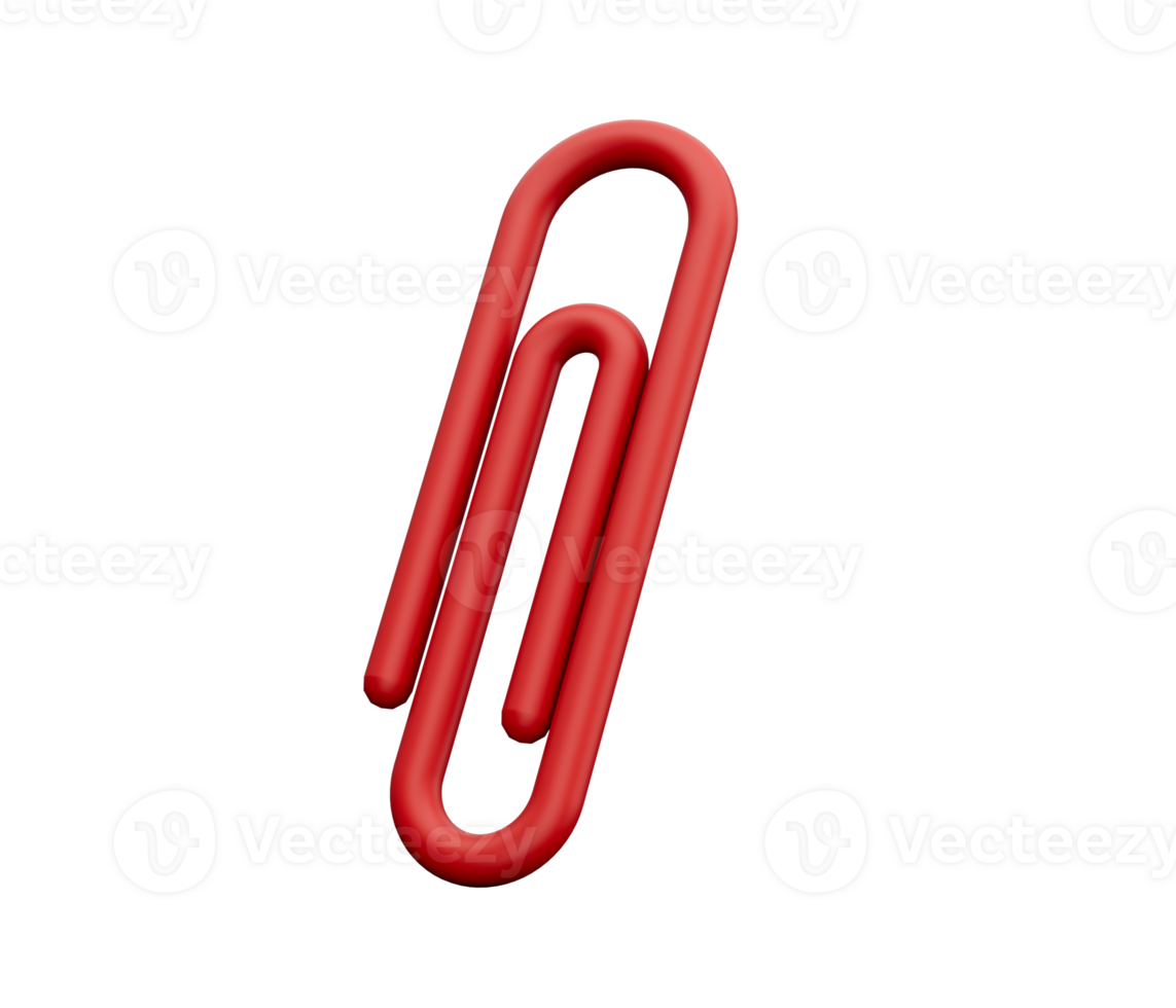 Red Paper clip. 3d icon. Cartoon minimal style png