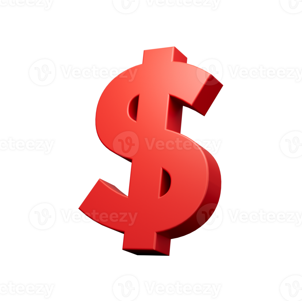 3d Red Shiny United States Dollar Currency Icon, 3d illustration png