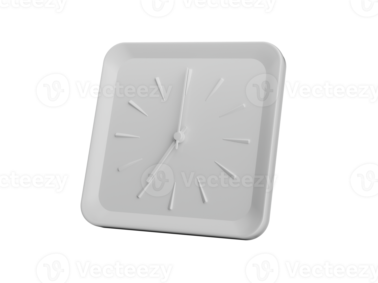 3d Simple White Square Wall Clock, 7 O' Clock Seven O' Clock , 3d illustration png