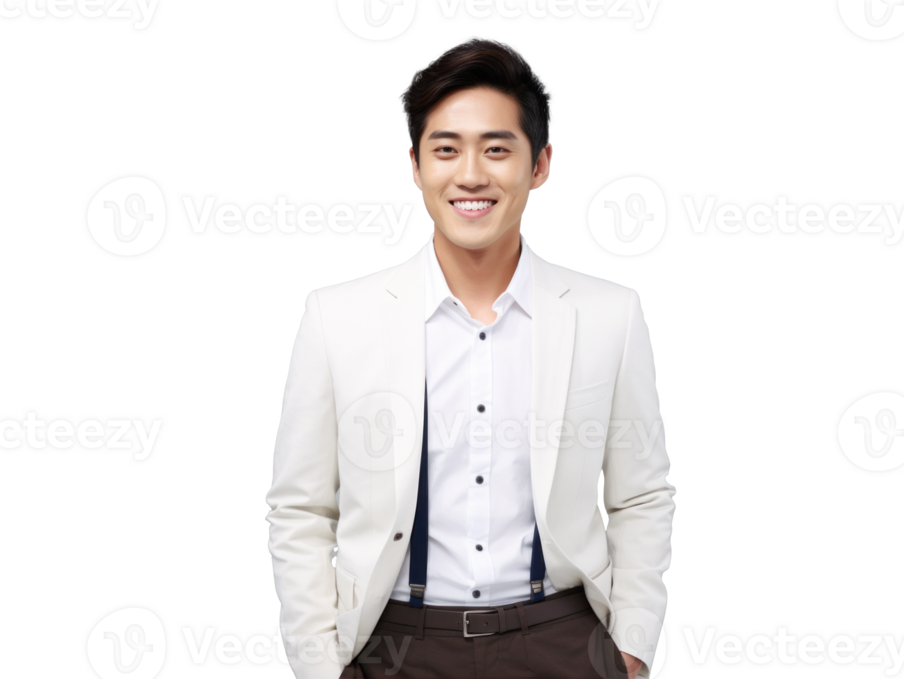 ai généré Jeune asiatique homme d'affaire portrait sur blanc png