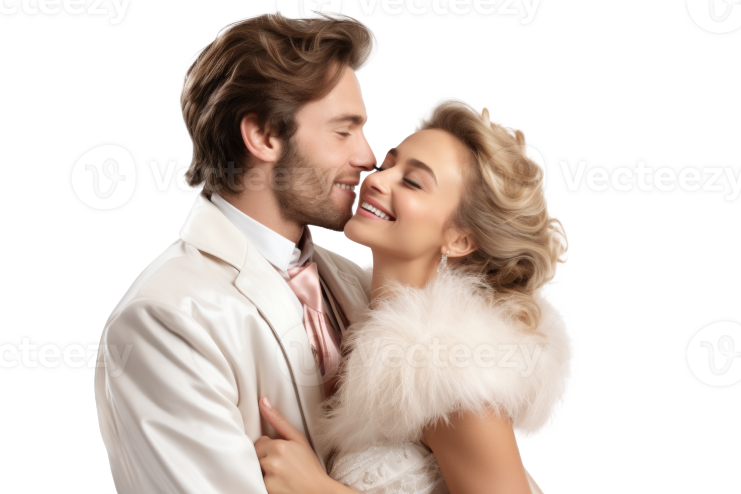AI generated Elegant Couple Embracing and Smiling png