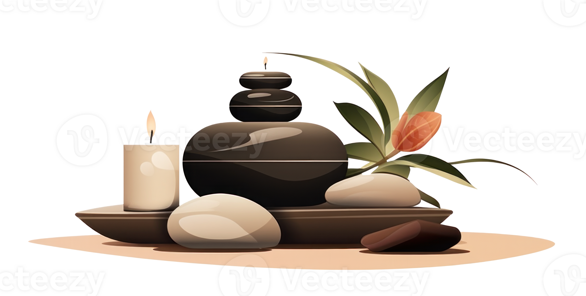 AI generated Tranquil Day Spa Stones Illustration png