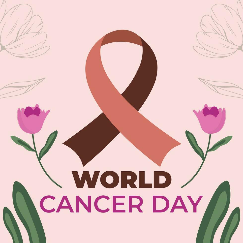 World cancer day square template social media post vector