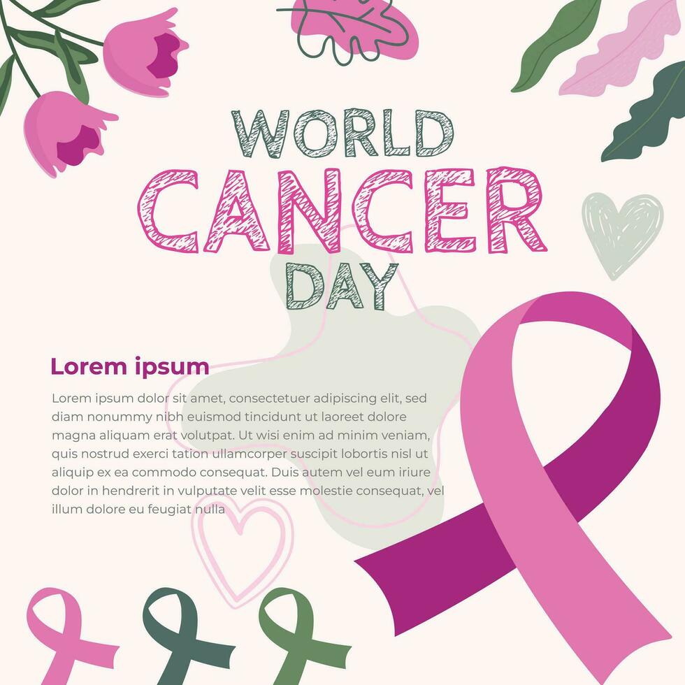 World cancer day square template social media post vector