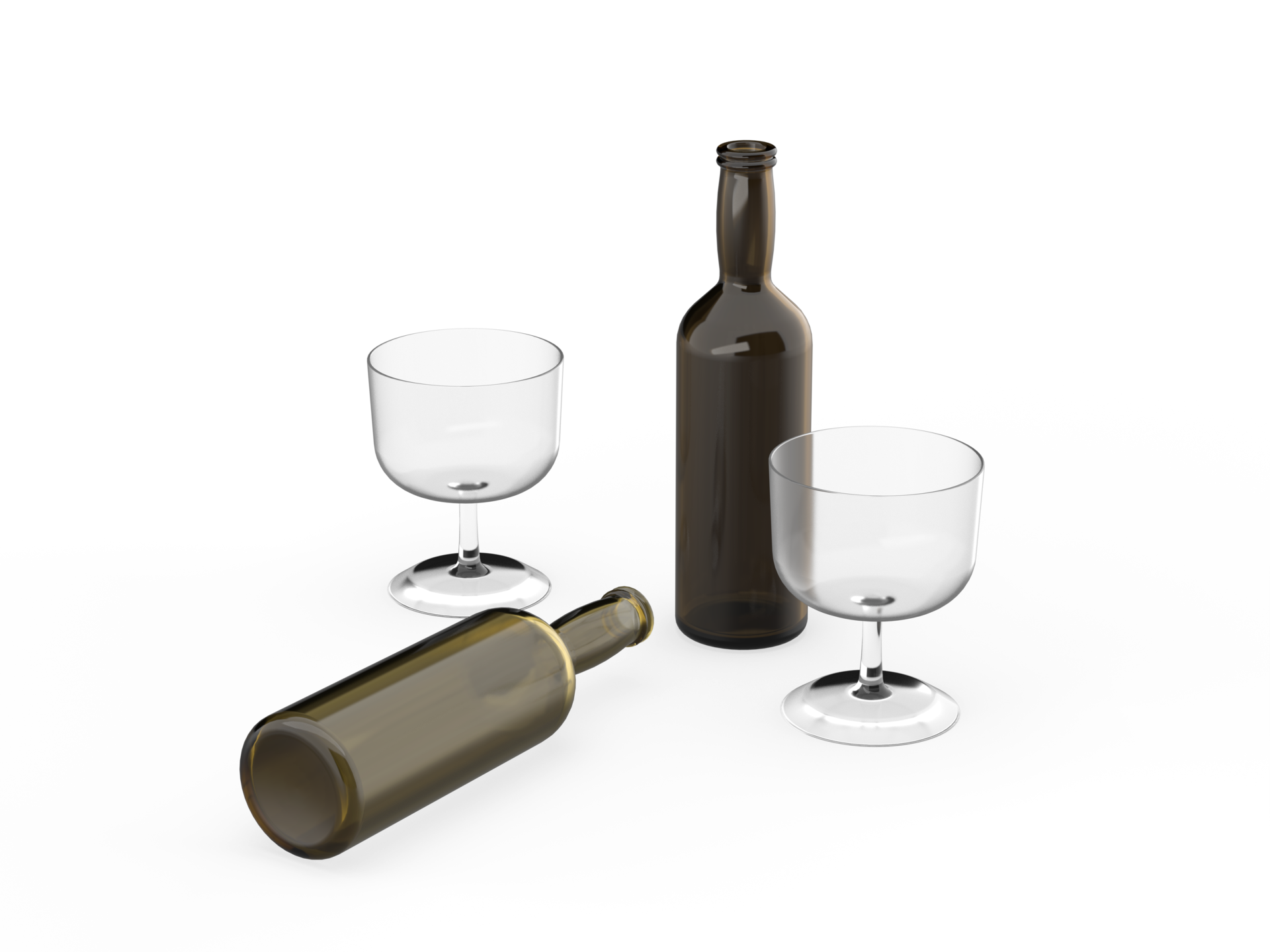 3D rendering of empty bottles and glasses 36460120 PNG