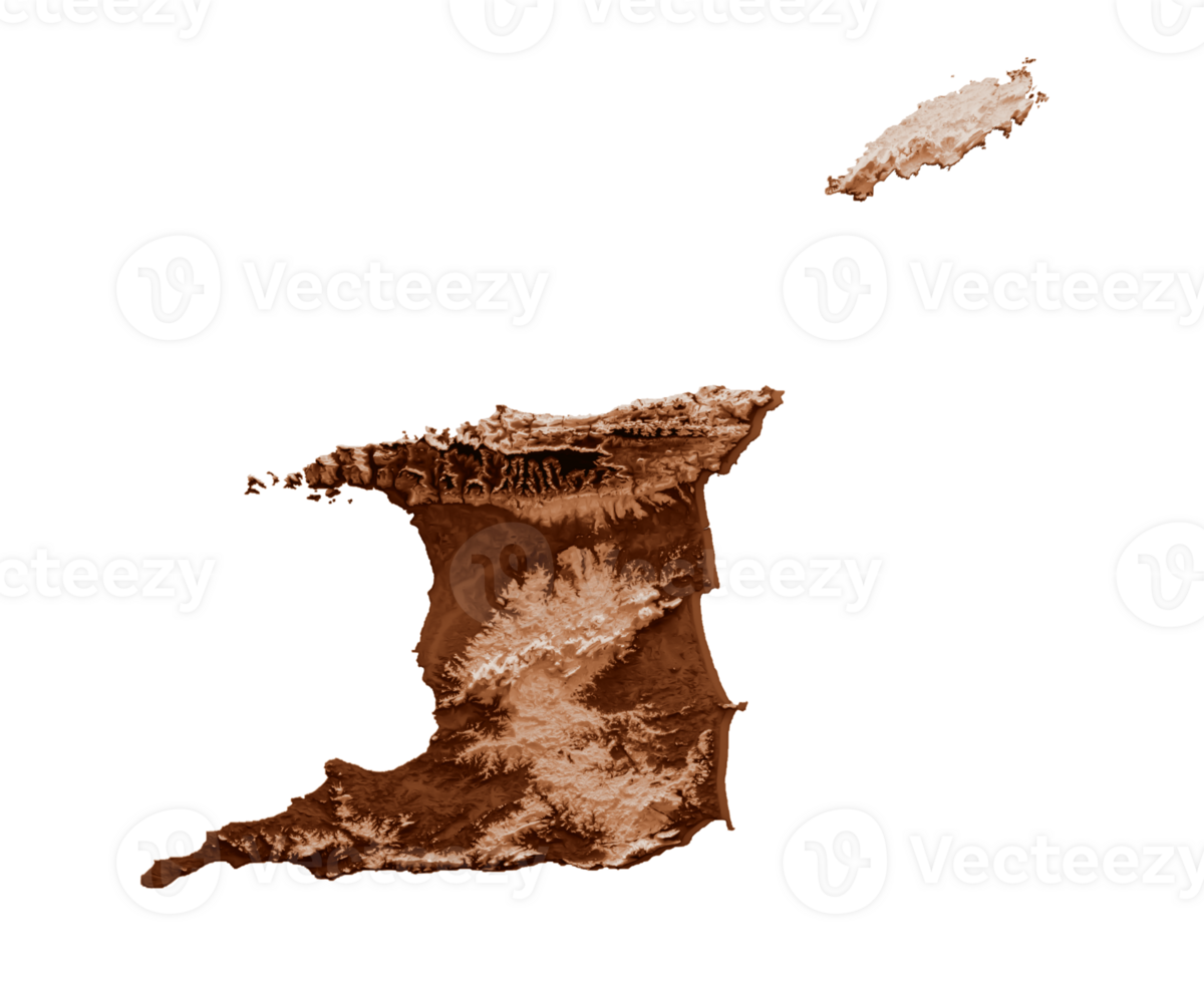 Map of Trinidad and Tobago in old style, brown graphics in a retro style Vintage Style. High detailed 3d illustration png