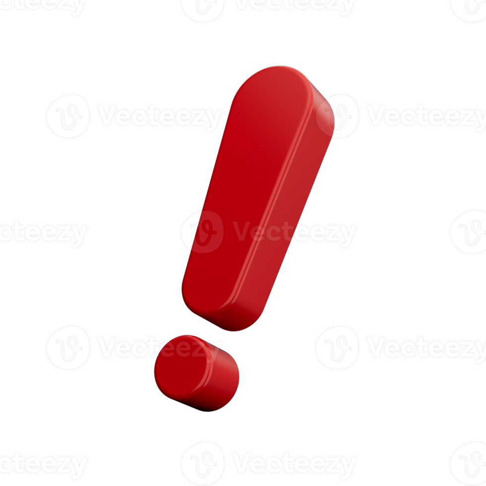 3d Red exclamation Sign 3d illustration png
