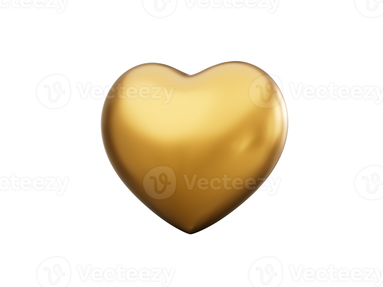 Gold heart . Happy Valentine's day greeting card template. 3d illustration. png
