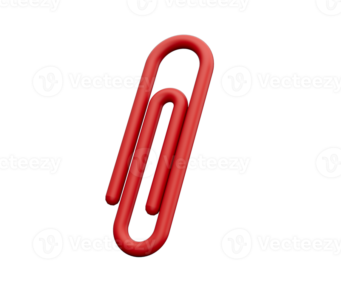 Red Paper clip. 3d icon. Cartoon minimal style 3d illustration png