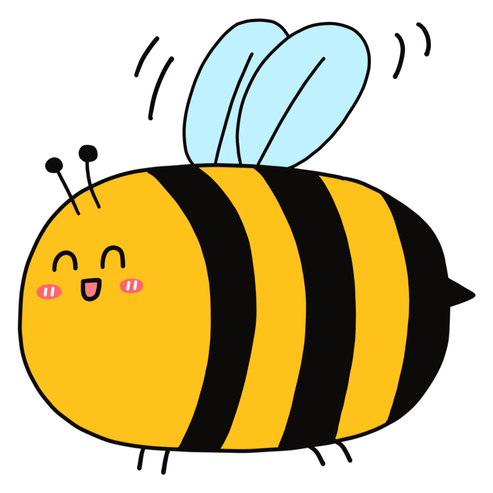 mignonne les abeilles. main tiré dessin animé png