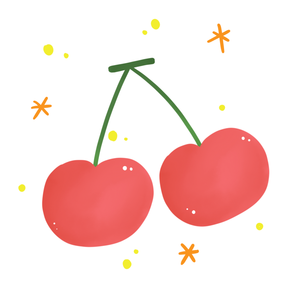 red cherry fruits watercolor style png