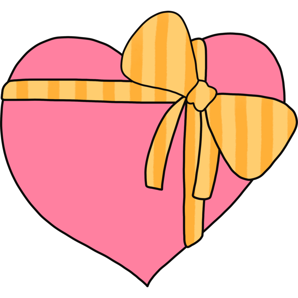Pink heart with yellow ribbon 36460269 PNG
