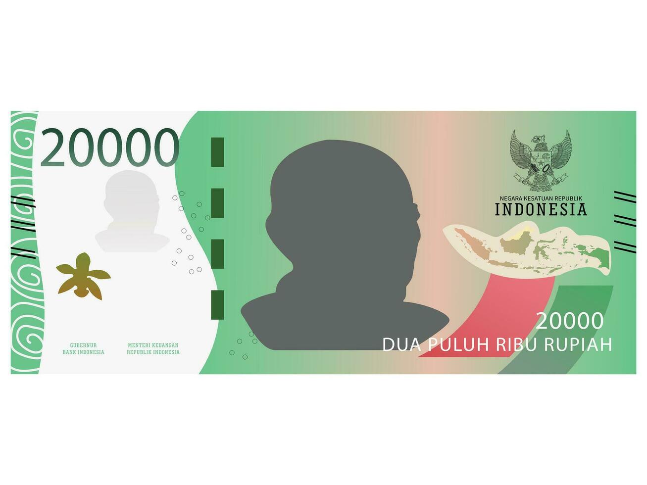 Illustration of Indonesian Rupiah, 20 thousand rupiah vector
