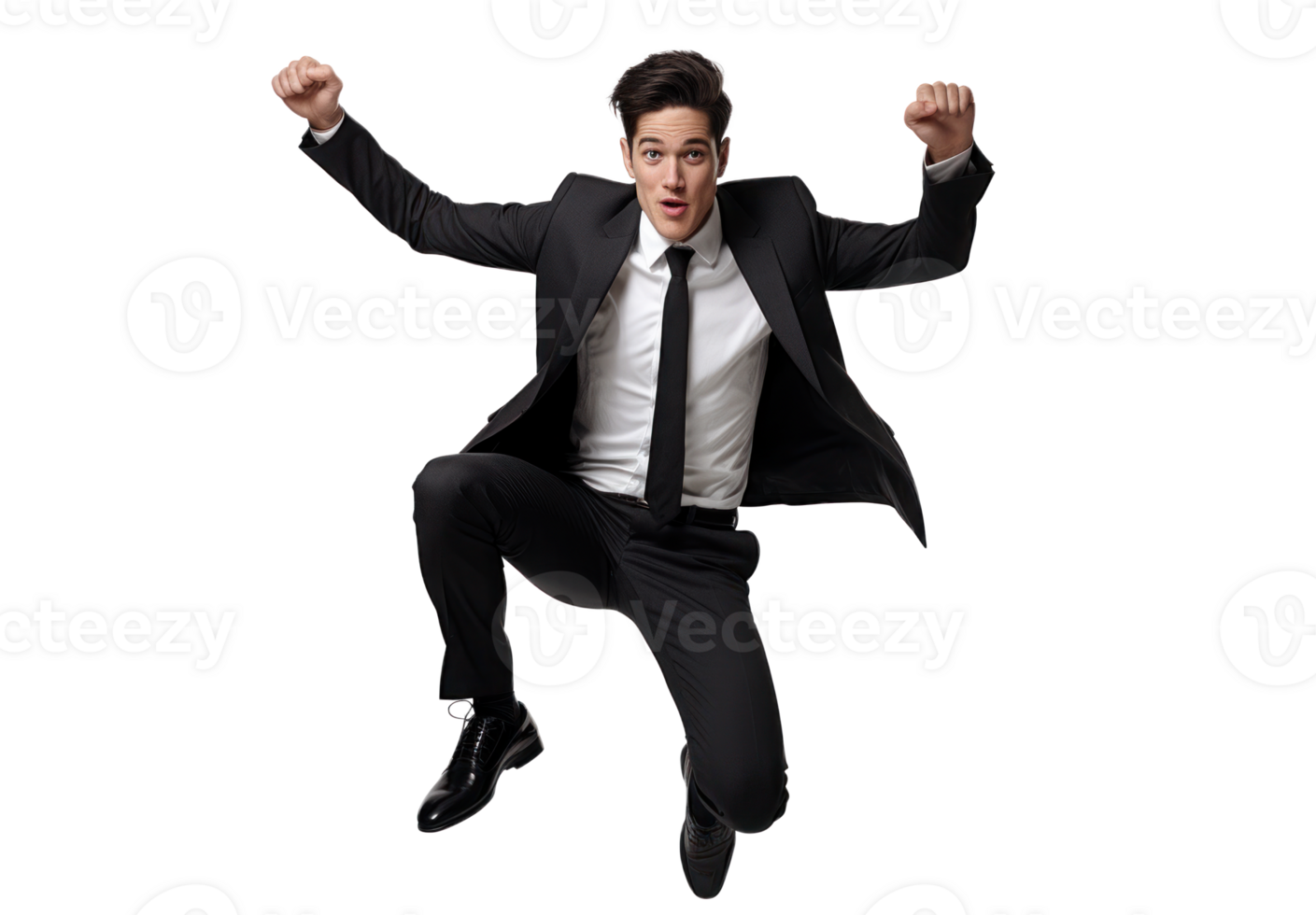 AI generated Dynamic Young Businessman Jumping Portrait png